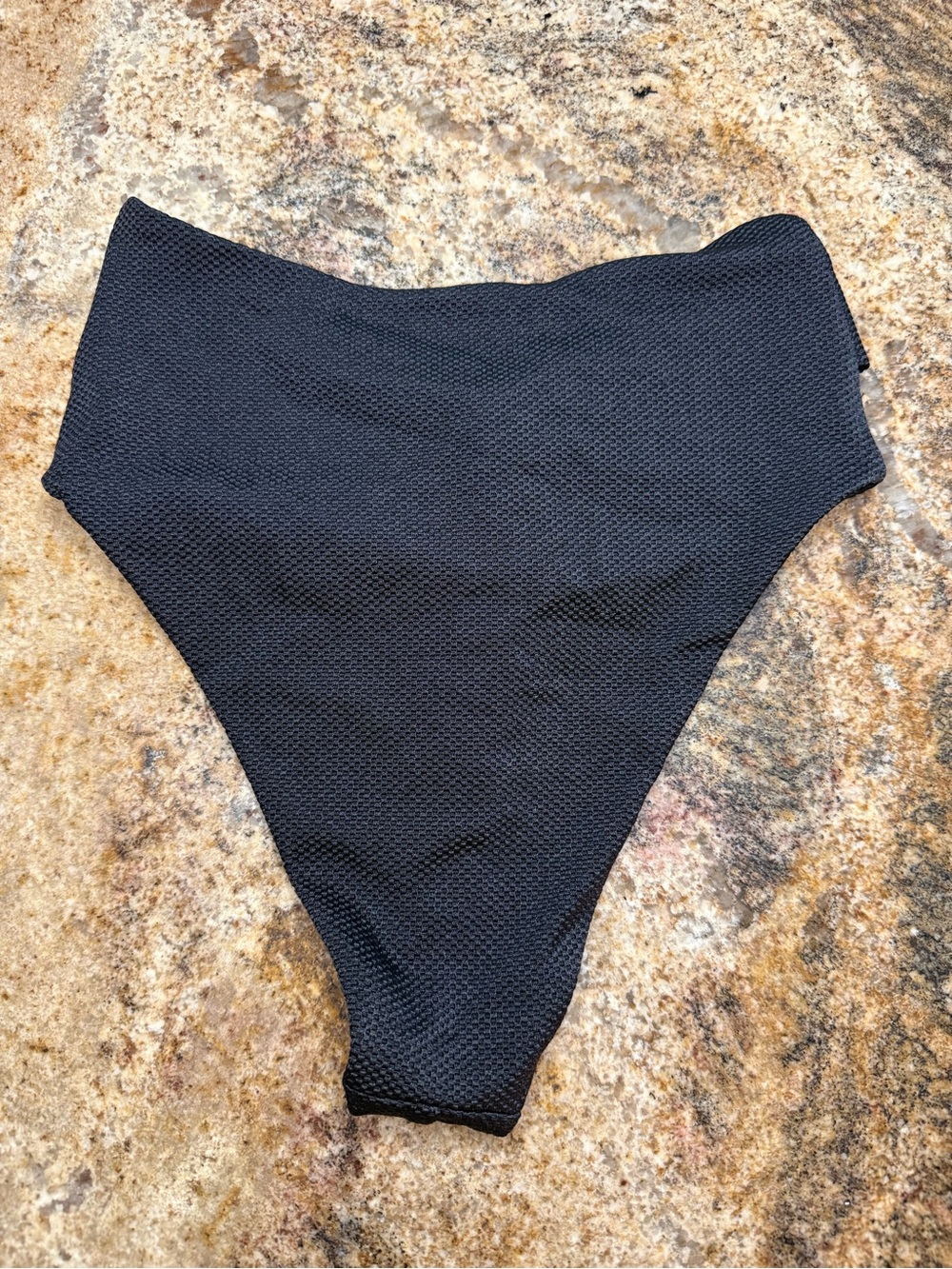 aerie NWOT Black High Cut Cheeky Textured Thong Bikini Bottom